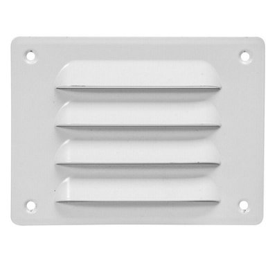 White Metal Air Vent Grille 140mm x 105mm with Fly Screen Flat