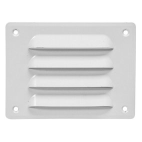 White Metal Air Vent Grille 140mm x 105mm with Fly Screen Flat