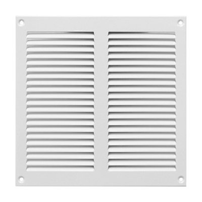 White Metal Air Vent Grille 200mm x 200mm Fly Screen Flat