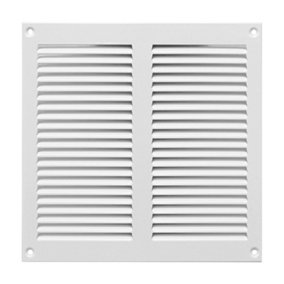 White Metal Air Vent Grille 200mm x 200mm Fly Screen Flat