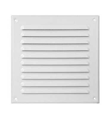 White Metal Air Vent Grille 250mm x 250mm with Fly Screen MTA8B