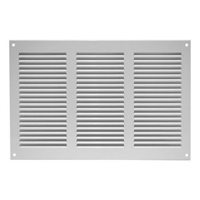 White Metal Air Vent Grille 300mm x 200mm Fly Screen Flat