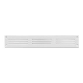 White Metal Air Vent Grille 300mm x 50mm with Fly Screen
