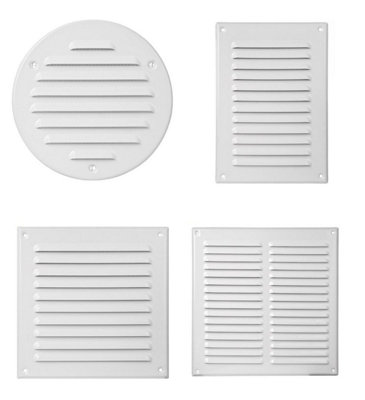 White Air Vent Grille 200mm x 300mm with Fly Screen Flat Duct Ventilation Cover
