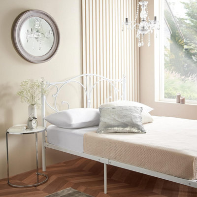 White Metal Bed Frame King Size With Pocket Sprung Mattress Crystal