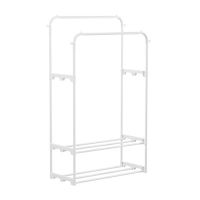 White Metal Double Pole Double Floor Drying Rack