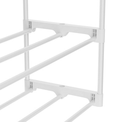 White Metal Double Pole Double Floor Drying Rack