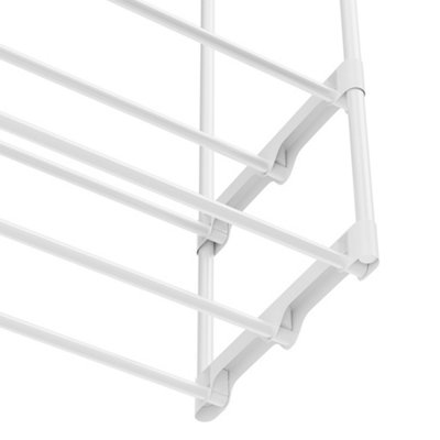 White Metal Double Pole Double Floor Drying Rack