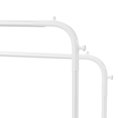 White Metal Double Pole Double Floor Drying Rack
