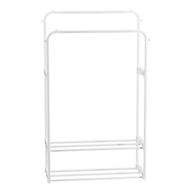White Metal Double Pole Double Floor Drying Rack