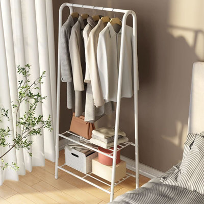 White Metal Freestanding Coat Rack for Bedroom 60cm W x 36cm D x 152cm H