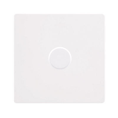 White Metal Screwless Plate 1 Gang 2 Way LED 100W Trailing Edge Dimmer Light Switch - SE Home