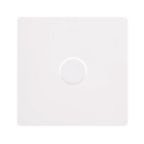 White Metal Screwless Plate 1 Gang 2 Way LED 100W Trailing Edge Dimmer Light Switch - SE Home