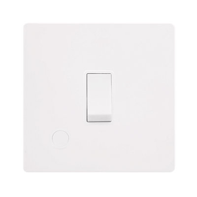 White Metal Screwless Plate 1 Gang 20A   DP Switch With Flex - White Trim - SE Home