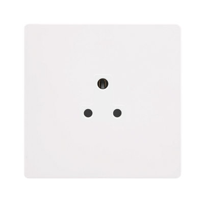 White Metal Screwless Plate 1 Gang 2A Round Pin Socket - White Trim - SE Home