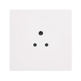 White Metal Screwless Plate 1 Gang 2A Round Pin Socket - White Trim - SE Home