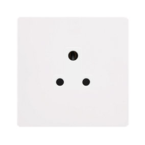 White Metal Screwless Plate 1 Gang 5A Round Pin Socket - White Trim - SE Home