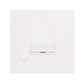 White Metal Screwless Plate 13A Fused   Connection Unit With Flex - White Trim - SE Home