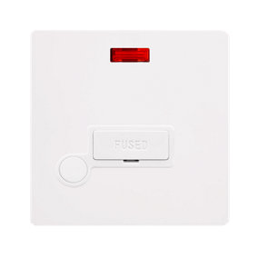 White Metal Screwless Plate 13A Fused   Connection Unit With Neon With Flex - White Trim - SE Home