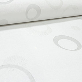 White Metallic Grey Glitter Swirl Circle Textured Vinyl Wallpaper Paste The Wall