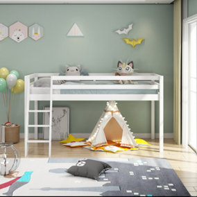 White Mid Sleeper, Children Bunkbed Mid Sleeper , Pine Wooden Kids Bed , Children bedroom Furniture , White Kids Bed