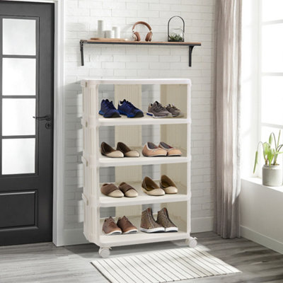 White Milk Color 5-layer Household Rotating Shoe Rack