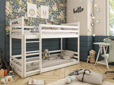 White Mini Bunk Bed for Children - Safe, Space-Saving & Stylish (H1360mm W1980mm D980mm)