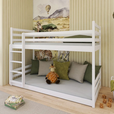 White Mini Bunk Bed for Children with Foam Mattresses - Safe, Space-Saving & Stylish (H1360mm W1980mm D980mm)