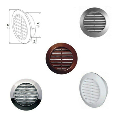 White Mini Round Air Vent Grille 70mm with Flange and Fly Screen Ventilation Cover