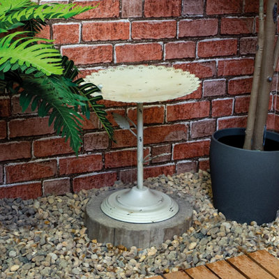 White Miniature Bird Bath or Seed Feeder - Metal Outdoor Garden Flower Design Water Bowl or Feeding Station - H36 x 31cm Diameter Price Comparisons | Compare The Build