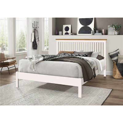 White Minimal Shaker Style Wooden Bed Frame - Double 4ft 6