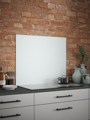 White Mist Glass Kitchen Self Adhesive Splashback 900mm x 750mm