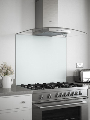 White Mist Glass Kitchen Self Adhesive Splashback 900mm x 750mm