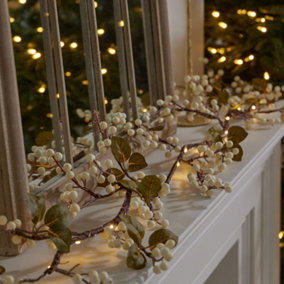 White Mistletoe Light Up Christmas Garland