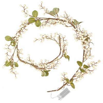 White Mistletoe Light Up Xmas Table Decoration Christmas Garland 1.5m
