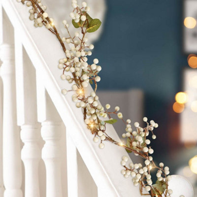 White Mistletoe Light Up Xmas Table Decoration Christmas Garland 1.5m - 3