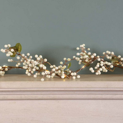 White Mistletoe Light Up Xmas Table Decoration Christmas Garland 1.5m - 4