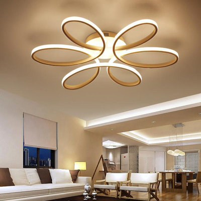 White Modern 1 Light Curved Linear Acrylic Flush Mount Integrated LED Ceiling Light Fixture Dimmable 74cm