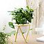 White Modern Ceramic Tabletop Planter with Gold Metal Stand 135 x 150 mm