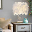 White Modern Feather Bedside Table Lamp with Metal Base 25 x 37CM