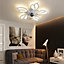 White Modern Flower Shape Ceiling Fan with Light with Remote Control 65cm Dia
