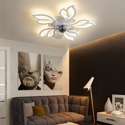 Black Modern Round Crystal Ceiling Fan Light with Remote Control