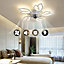 White Modern Flower Shape Ceiling Fan with Light with Remote Control 65cm Dia