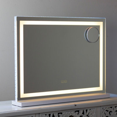 White Modern LED Hollywood Vanity Makeup Tabletop Dressing Mirror 58cm ...