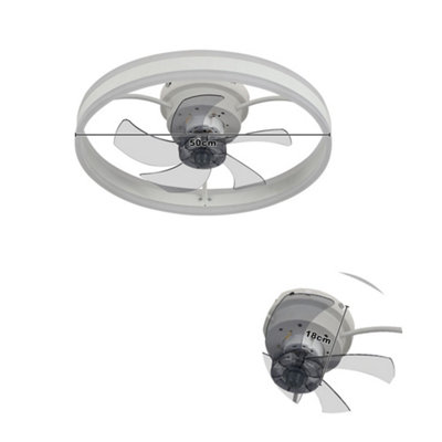 White Modern Round Crystal Ceiling Fan with Light with Remote Control Dia 500mm