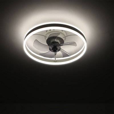 White Modern Round Crystal Ceiling Fan with Light with Remote Control Dia 500mm