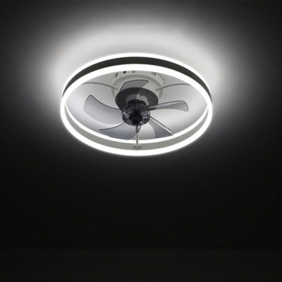 White Modern Round Crystal Ceiling Fan with Light with Remote Control Dia 500mm