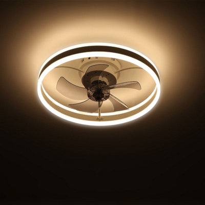 White Modern Round Crystal Ceiling Fan with Light with Remote Control Dia 500mm
