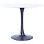 White Modern Round Wooden Dining Table Coffee Table with Metallic Base Dia 900mm