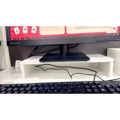 White Monitor Riser Stand Ergonomic Laptop Desk Organizer with Keyboard ...